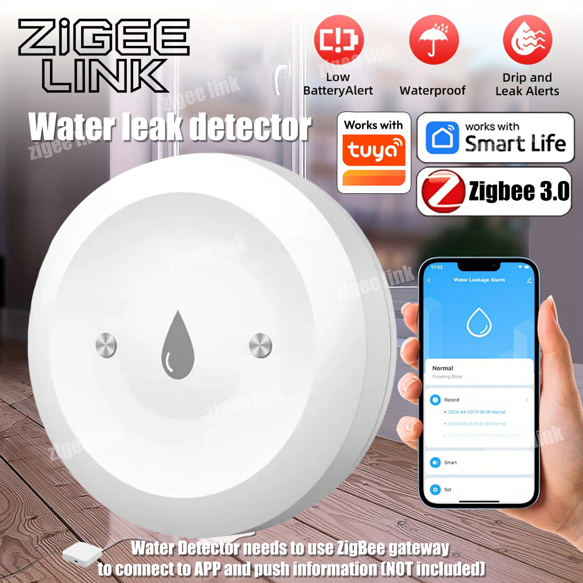 Smart Home Zentrale - ZigBee 3.0 Water Sensor Smart Leak