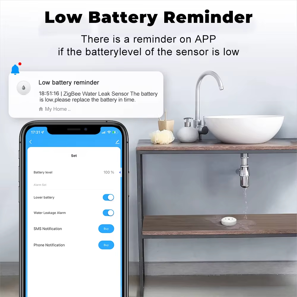 Smart Zigbee Water Leak Sensor - Smart Home Green ulasan dan harga