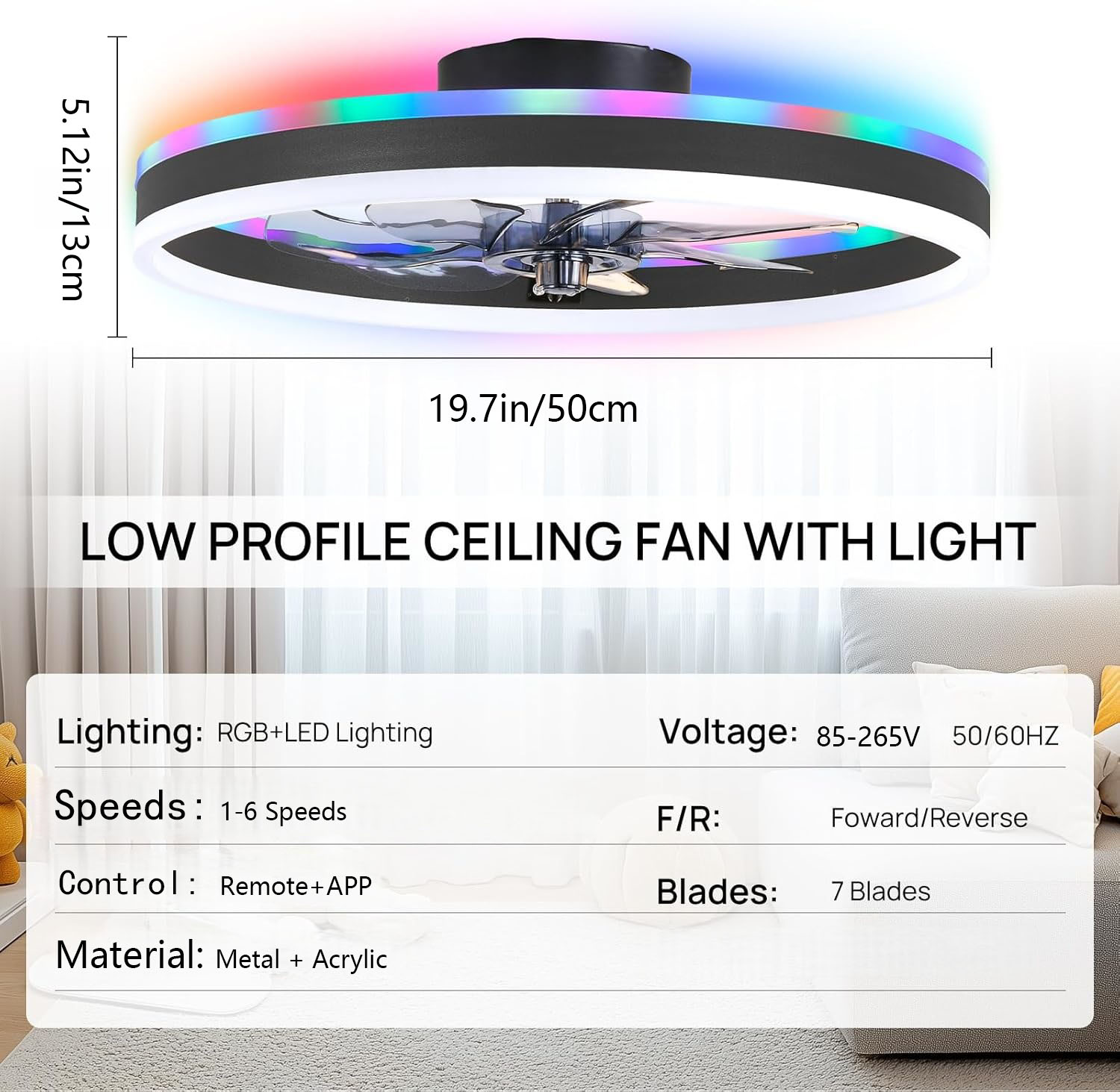 RGB Smart Ceiling Fan Light 6- - Smart Home Ventilation System ulasan dan harga