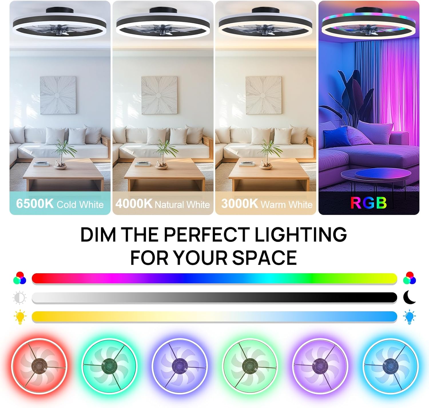 RGB Smart Ceiling Fan Light 6- - Smart Home Ventilation System ulasan dan harga