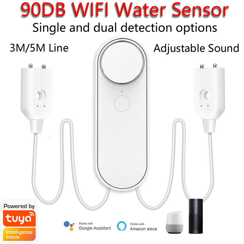 3M/5M WiFi Water Leak Detector - Smart Home Green ulasan dan harga