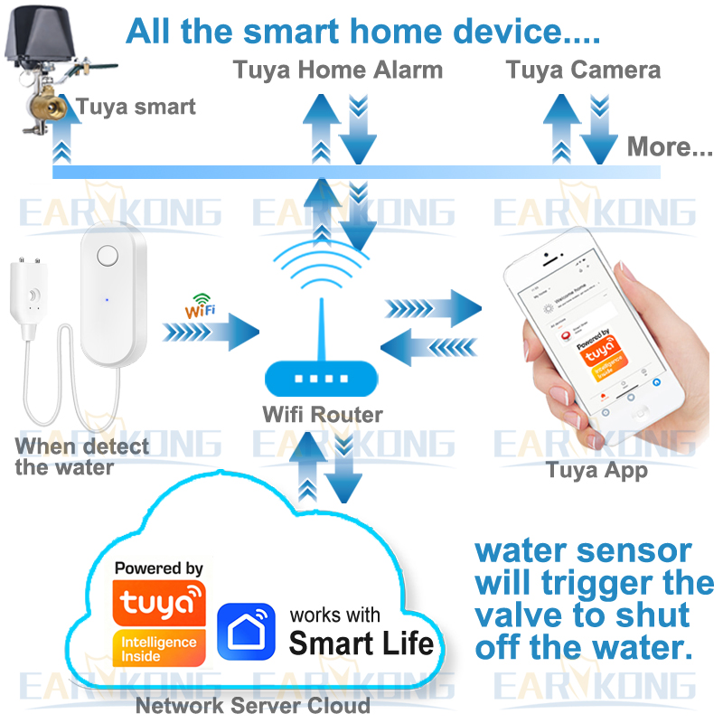 Tuya WiFi Smart Water Leak Sen - Smart Home Green ulasan dan harga